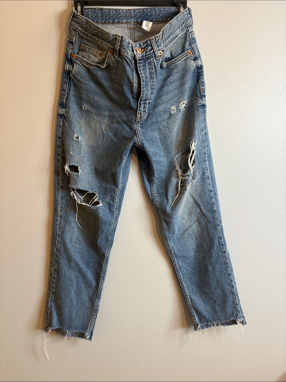 Classic Light Blue Distressed Boyfriend Jeans